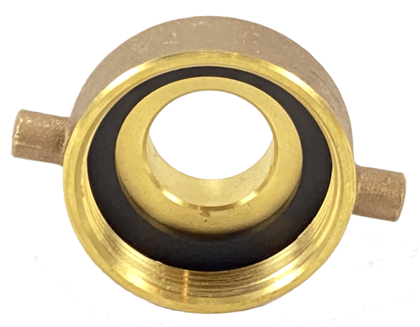 A close up of the bottom part of a gold colored object.